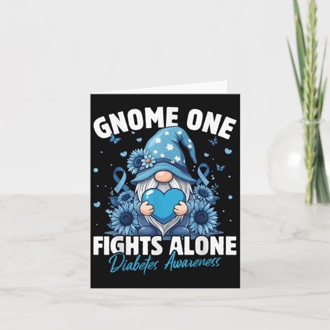 Gnome One Fights Alone Diabetes Awareness  Card (Front)