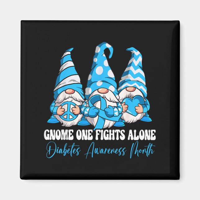 Gnome One Fights Alone Diabetes Awareness Month Magnet (Front)