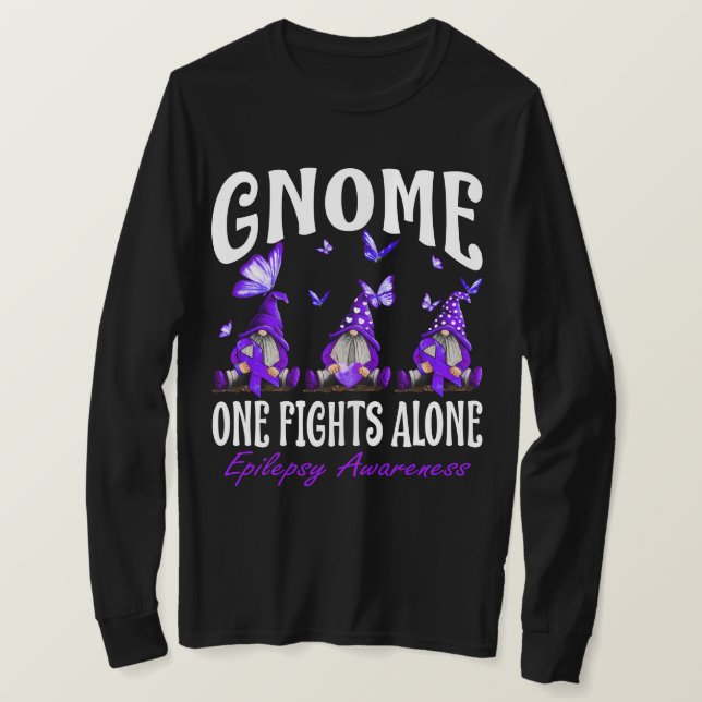 Gnome One Fights Alone Epilepsy Awareness T-Shirt (Design Front)