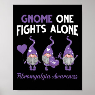 Gnome One Fights Alone Fibromyalgia Awareness Mont Poster