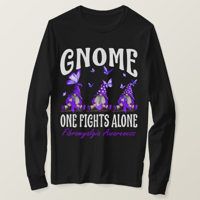 Gnome One Fights Alone Fibromyalgia Awareness T-Shirt (Design Front)