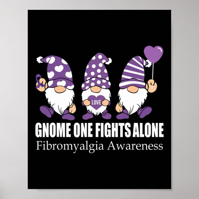 Gnome One Fights Alone Fibromyalgia Awareness Warr Poster (Front)