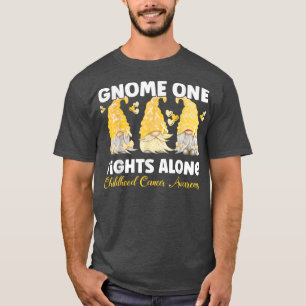 Gnome One Fights Alone Gold Childhood Cancer Aware T-Shirt
