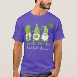Gnome One Fights Alone Green Ribbon Mental Health T-Shirt