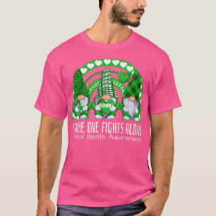 Gnome One Fights Alone Green Ribbon Mental Health T-Shirt