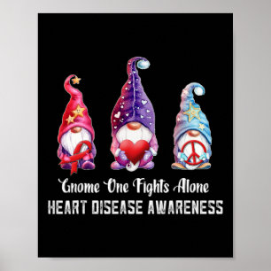 Gnome One Fights Alone Heart Disease Awareness Poster