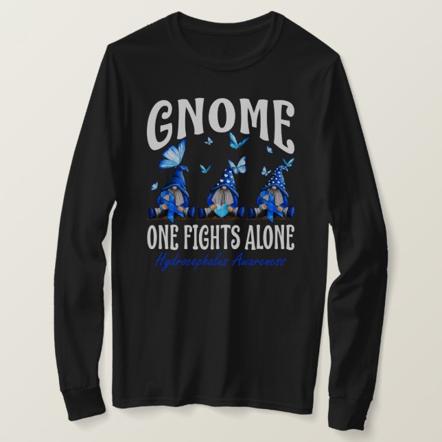Gnome One Fights Alone Hydrocephalus Awareness  T-Shirt (Design Front)