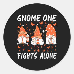 Gnome One Fights Alone Leukaemia Awareness Gnome P Classic Round Sticker