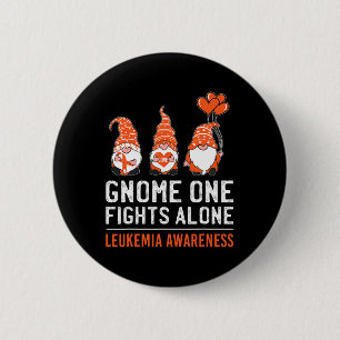 Gnome One Fights Alone Leukaemia Cancer Awareness 6 Cm Round Badge