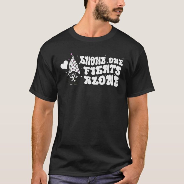 gnome one fights alone lung cancer awareness tee h (Front)