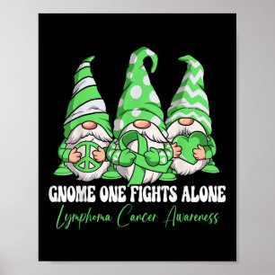 Gnome One Fights Alone Lymphoma Cancer Awareness Poster
