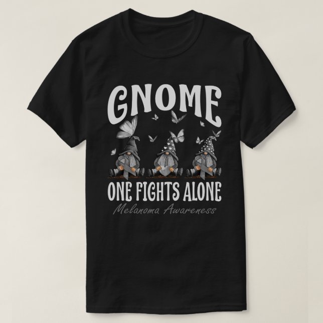 Gnome One Fights Alone Melanoma Awareness T-Shirt (Design Front)