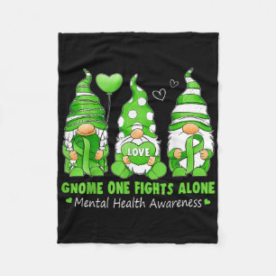 Gnome One Fights Alone Mental Health Awareness Gno Fleece Blanket