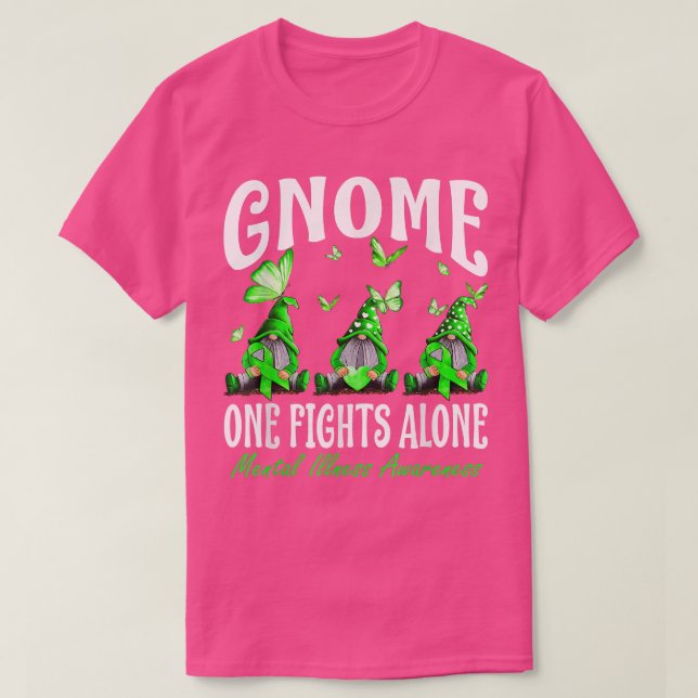 Gnome One Fights Alone Mental Illness Awareness  T-Shirt (Design Front)