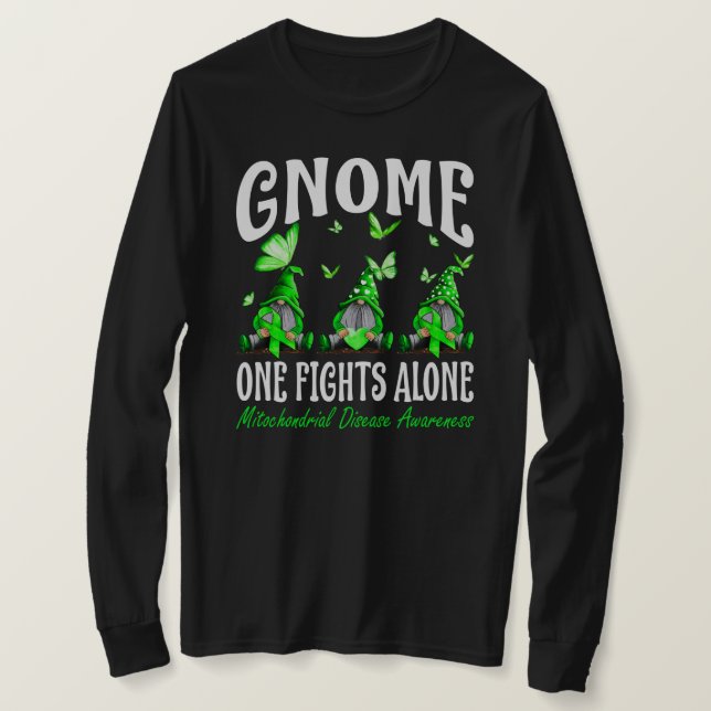 Gnome One Fights Alone Mitochondrial Disease Aware T-Shirt (Design Front)