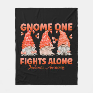 Gnome One Fights Alone Orange Leukaemia Awareness Fleece Blanket