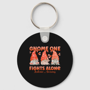 Gnome One Fights Alone Orange  Leukaemia Awareness Key Ring