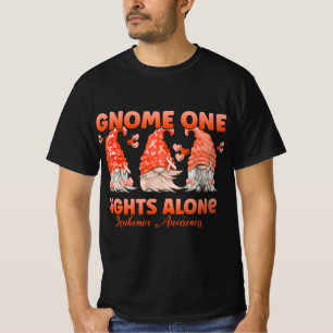 Gnome One Fights Alone Orange  Leukaemia Awareness T-Shirt