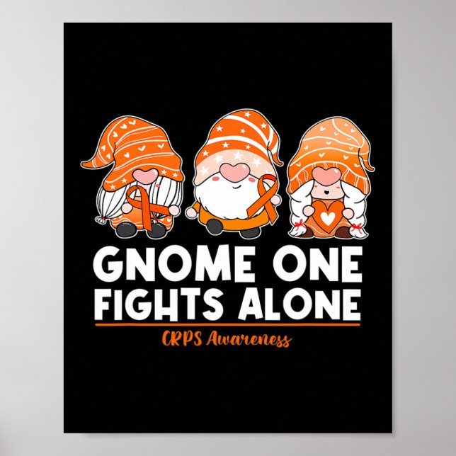 Gnome One Fights Alone Orange Ribbon CRPS Awarenes Poster (Front)