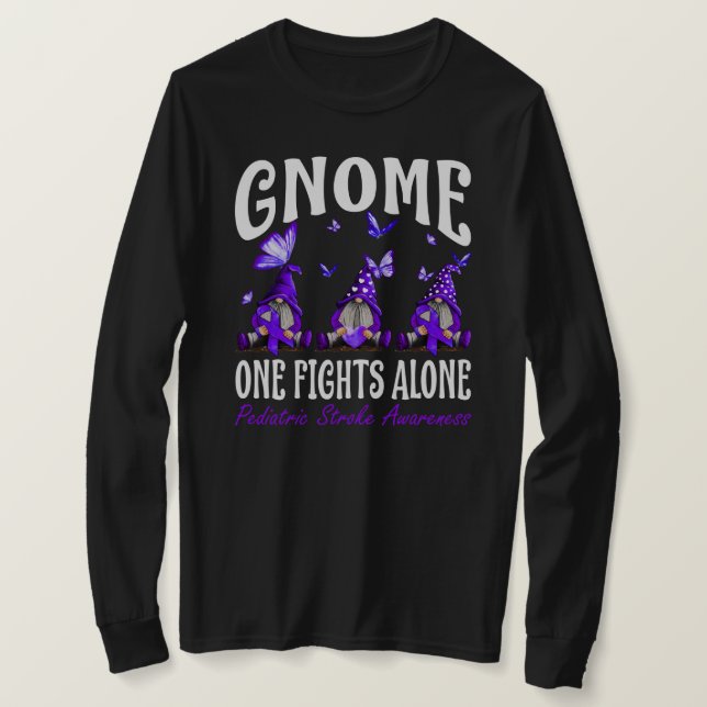 Gnome One Fights Alone Paediatrics Stroke Awarenes T-Shirt (Design Front)