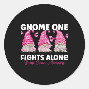 Gnome One Fights Alone Pink _ Breast Cancer Awaren Classic Round Sticker