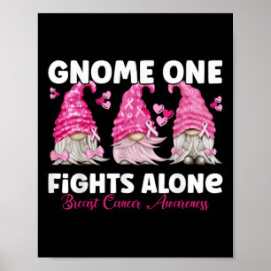 Gnome One Fights Alone Pink _ Breast Cancer Awaren Poster