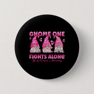 Gnome One Fights Alone Pink_ Breast Cancer Awarene 6 Cm Round Badge