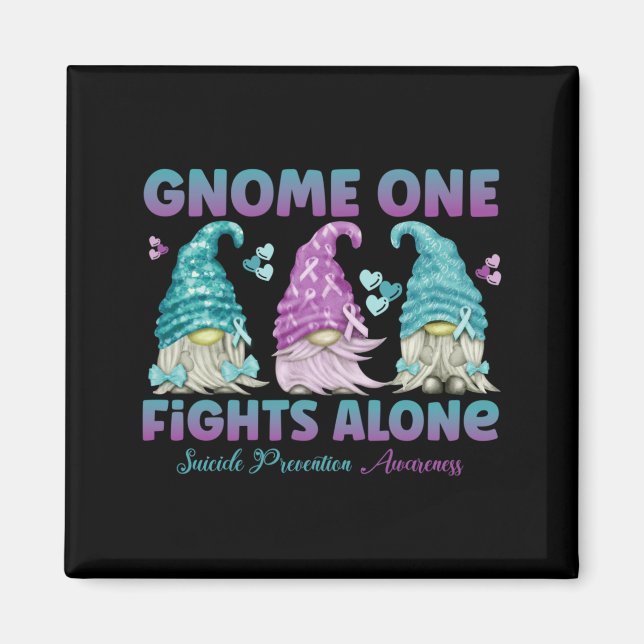Gnome One Fights Alone Prevention Awareness Magnet (Front)