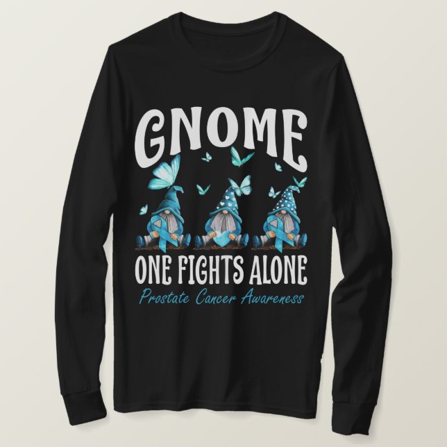 Gnome One Fights Alone Prostate Cancer Awareness T-Shirt (Design Front)