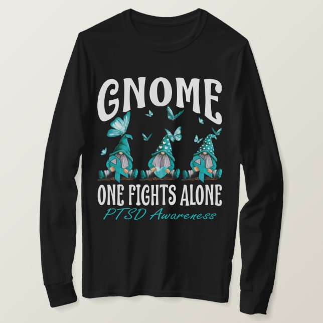 Gnome One Fights Alone PTSD Awareness T-Shirt (Design Front)