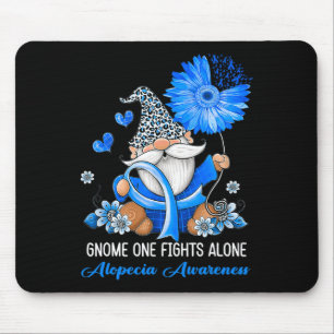 Gnome One Fights Alone Ribbon Alopecia Awareness  Mouse Pad