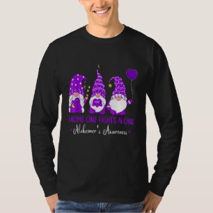 Gnome One Fights Alone Ribbon Purple Alzheimer s A T-Shirt
