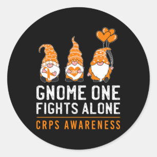 Gnome One Fights Alone Rsd Crps Awareness Orange R Classic Round Sticker