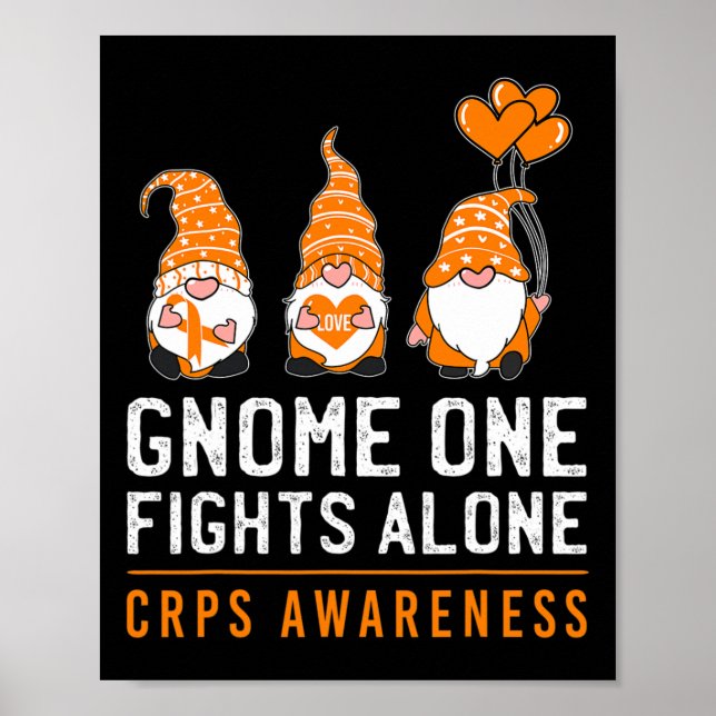 Gnome One Fights Alone Rsd Crps Awareness Orange R Poster (Front)