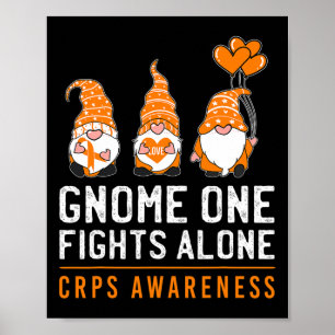 Gnome One Fights Alone RSD CRPS Awareness Orange R Poster