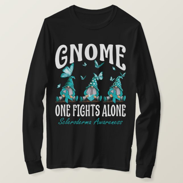Gnome One Fights Alone Scleroderma Awareness T-Shirt (Design Front)