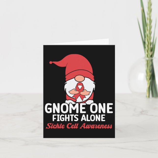 Gnome One Fights Alone Sickle Cell Awareness  Card (Front)
