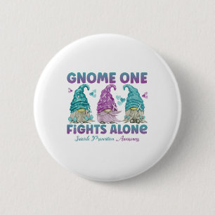Gnome One Fights Alone Suicide Prevention Awarenes 6 Cm Round Badge