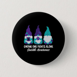 Gnome One Fights Alone Suicide Prevention Awarenes 6 Cm Round Badge