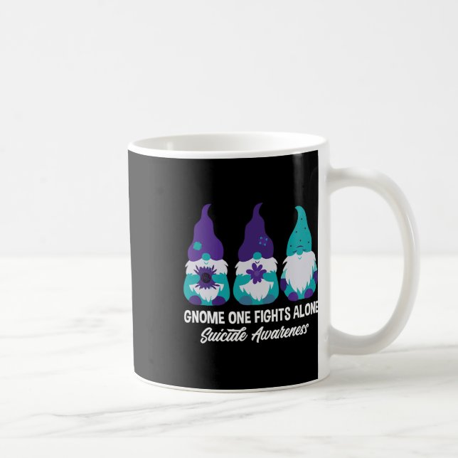 Gnome One Fights Alone Suicide Prevention Awarenes Coffee Mug (Right)