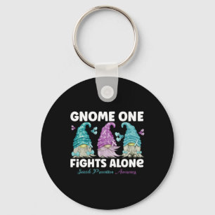 Gnome One Fights Alone Suicide Prevention Awarenes Key Ring