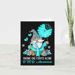 Gnome One Fights Alone Teal Ribbon Warrior Ptsd Aw Card