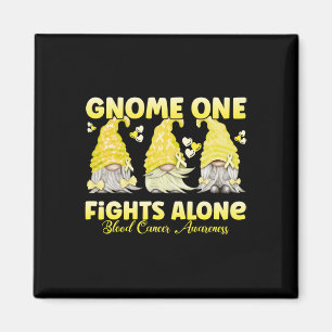 Gnome One Fights Alone Yellow Blood Cancer Awarene Magnet
