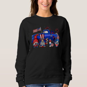 Gnome   Patriotic 4th Of July Gnomes Truck US Flag Sweatshirt