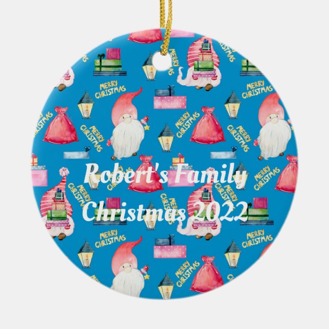 Gnome Personalised Ceramic Tree Decoration (Front)