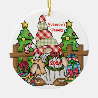 Gnome personalised ceramic tree decoration