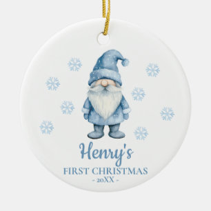 Gnome Personalized Baby's First Christmas Ceramic Tree Decoration