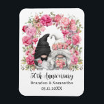 Gnome Pink Floral Arch 50th Wedding Anniversary Magnet<br><div class="desc">Custom 50th wedding anniversary keepsake magnet with a design featuring a bride and groom gnomes and a pink floral arch illustration. Edit the template with any year and message.</div>
