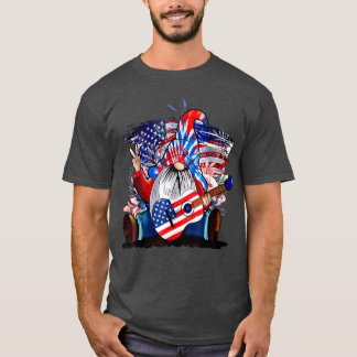 Gnome Play GuitarPatriotic 4th Of July T-Shirt