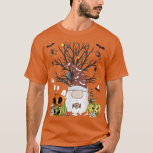 Gnome Pumpkin Monsters Bat Ghost Tree Coffee Lover T-Shirt